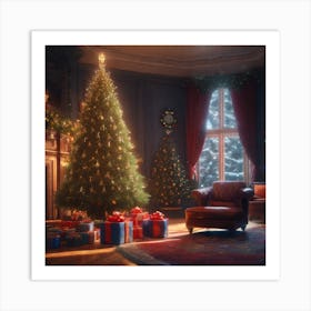 Christmas Tree In The Living Room 28 Art Print