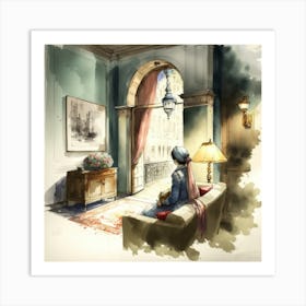 Lady In A Hotel Art Print