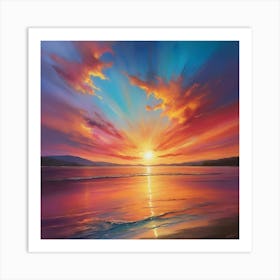 Sunset Over The Sea Paintings Art Print 1 Art Print