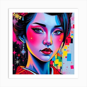 Pop Color Geisha Painting Art Print