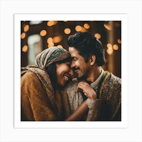 Indian Couple Hugging Art Print