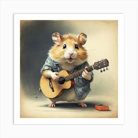 Hamster Playing Guitar 3 Art Print