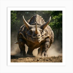 Stock Photography Realistic Triceratops In Action 2 Art Print