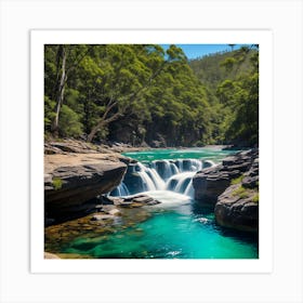 Waterfall In The Forest 16 Art Print