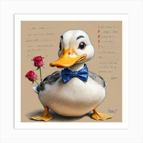 Duck With Roses 7 Art Print