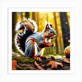 Squirrel In The Forest 358 Art Print