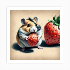 Hamster With Strawberry Art Print