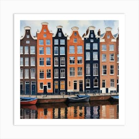 Amsterdam Houses Watercolor Art Print 1 Art Print