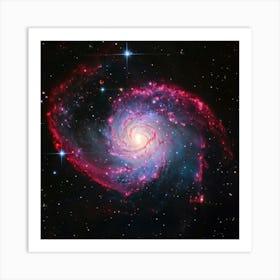 A Mesmerizing Spiral Galaxy Explosion Dappled In The Hues Of Pink And Red Celestial Bodies Transiti Art Print