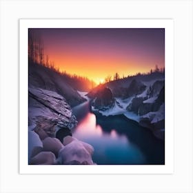 Sunset In The Mountains Art Print