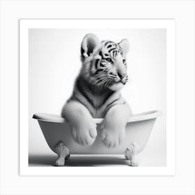 Tiger Cub In Bathtub Art Print