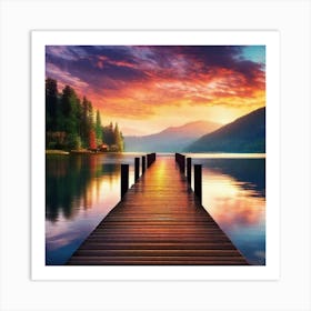 Sunset On A Dock Art Print