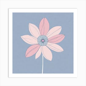 A White And Pink Flower In Minimalist Style Square Composition 95 Art Print