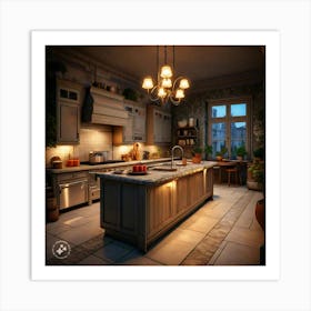 Kitchen At Night Art Print