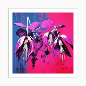 Andy Warhol Style Pop Art Flowers Fuchsia 2 Square Art Print