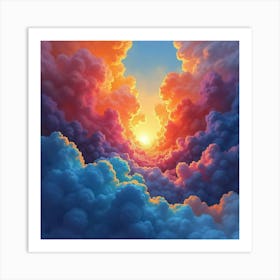 Vibrant Cosmic Explosion In Watercolor Strokes 1 Art Print