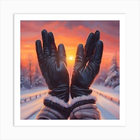 Gloves In The Snow Art Print