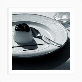 Panna Cotta Photo Black And White Monochrome Square Desert Food Italy Italian Kitchen Dining Food Art Print
