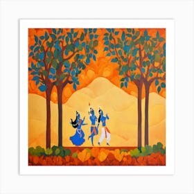 Krishna And Krishna Art Print