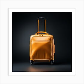 Orange Suitcase On Black Background Art Print