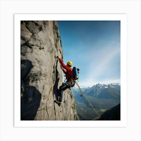 Rock Climber On A Cliff Art Print