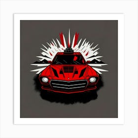 Car Red Artwork Of Graphic Design Flat (273) Art Print