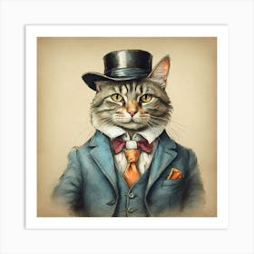 Cat In A Top Hat Art Print