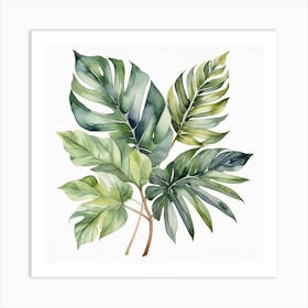 Abstraction with tropical leaf 5 Art Print