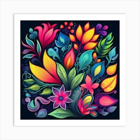 Colorful Floral Background Art Print