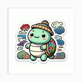 Cute Turtle Sticker Art Print