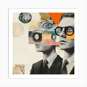 'Two Men In Glasses' Collage Art Print