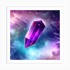 Purple Crystal In Space Art Print