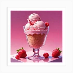 Comic Style Decadent Raspberryflavored Ice Cream Art Print