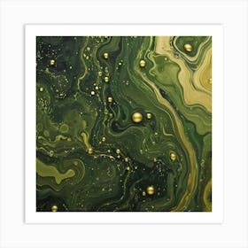 olive gold abstract wave art 19 Art Print