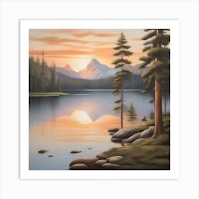 Sunset At Lake Art Print