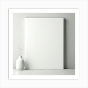 Mock Up Blank Canvas White Pristine Pure Wall Mounted Empty Unmarked Minimalist Space P (25) Art Print