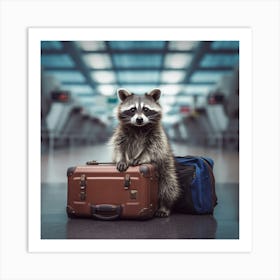 Raccoon With Suitcase Art Print