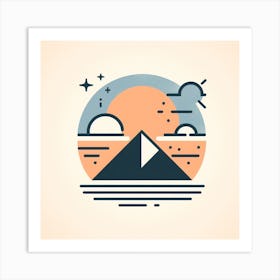 Mountain And Sunset Art Print