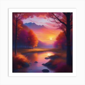 Sunset By The River 3 Art Print