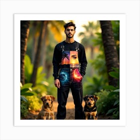 Man And His Dogs Art Print