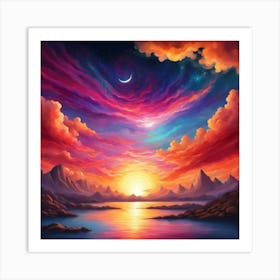 Sunset Over The Ocean 9 Art Print