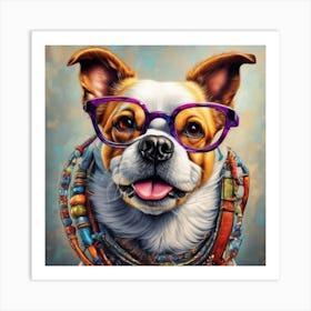 Dog With Glasses Art Print