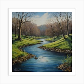 River Running Through The Woods Art Print