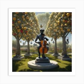 Statue Of A Cellist 2 Art Print