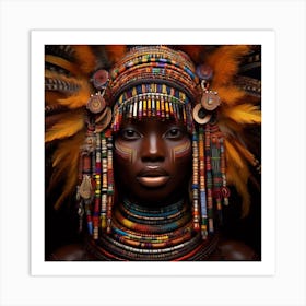 African tribal Woman With ceremonial grab Art Print