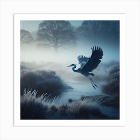 Heron In Flight Art Print