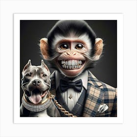 Monkey And Dog 2 Art Print