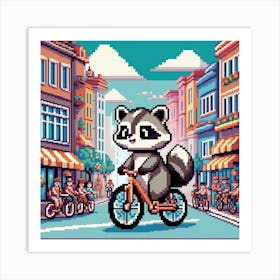 Raccoon On A Bicycle art 4 Art Print