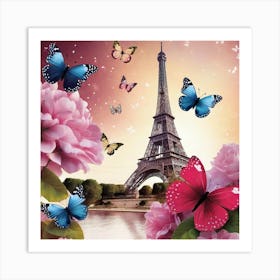 Paris With Butterflies 179 Art Print