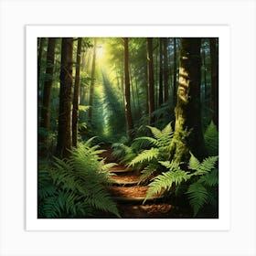 Ferns In The Forest Art Print